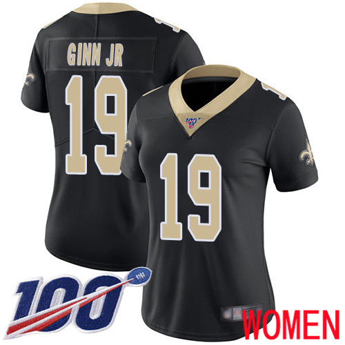 New Orleans Saints Limited Black Women Ted Ginn Jr Home Jersey NFL Football 19 100th Season Vapor Untouchable Jersey
